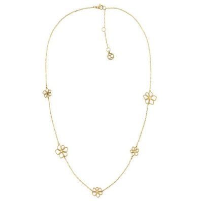 Playful gilded necklace with flowers TH2780366