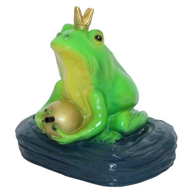 Figur Froschkönig mit Kugel H 25 cm Gartenfigur Dekofigur mit Scherz Bewegungsmelder