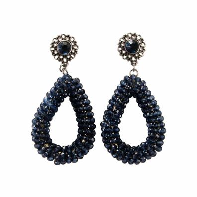 Glamour-Ohrhänger Perlen-Tropfen Helena blau