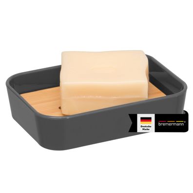 bremermann Seifenschale CALVI aus Bambus und Kunststoff, grau