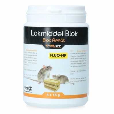 Knock Pest Traktatie Block voor muis&amp; at Fluo-NP (4x15g)