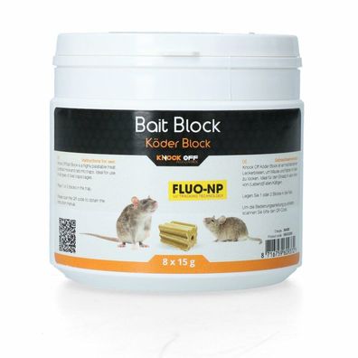 Knock Pest Traktatie Block voor muis&amp; at Fluo-NP (8x15g)