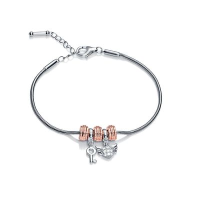 Beautiful silver bicolor bracelet with pendants VMMB2053-19