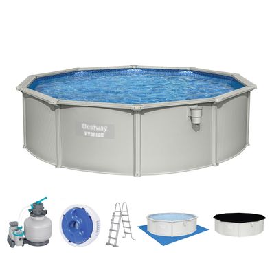 Hydrium™ Stahlwandpool Komplett-Set mit Sandfilteranlage Ø 460 x 120 cm, granitgra