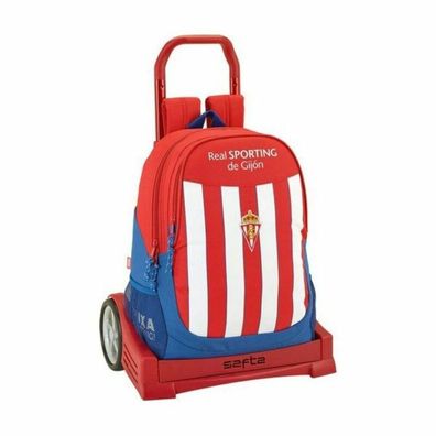 School Backpack With Wheels Evolution Real Sporting De Gijón White Red