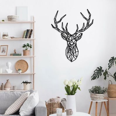 Wanddekoration Hirsch aus Acrylglas, Schwarzer Hirschkopf als Wanddeko