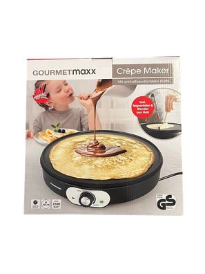 Gourmetmaxx Crepe Maker 1200W inkl. Teig-Verteiler & Crêpe-Wender Pfannkuchen Maker