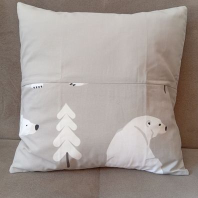 Kissen Bär 40cm grau Handmade Personalisiert Kinderkissen Bärkissen Geschenkidee