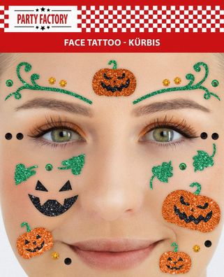 Party Factory Halloween Glitter Glitter Face Tattoo - Kürbis