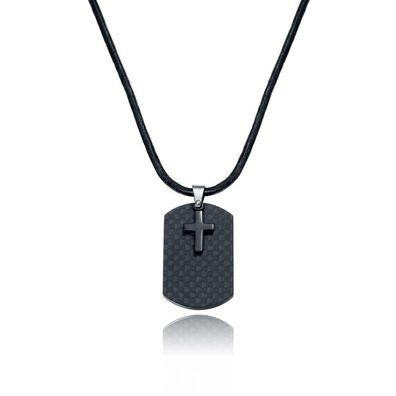 Stylish necklace with carbon dog tag Beat 75013C09010