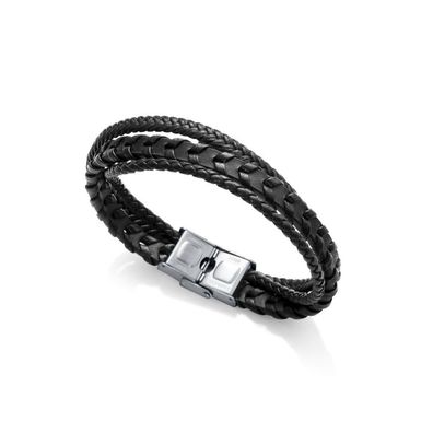 Black leather bracelet for men Magnum 1334P01010