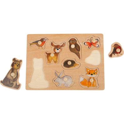 Small Foot 11499 Puzzle Waldtiere aus Holz für Kleinkinder