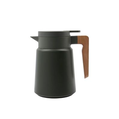 House Doctor 262190400 Thermoskanne mit Holzgriff | Design Kaffeekanne Edelstahl 1.0L