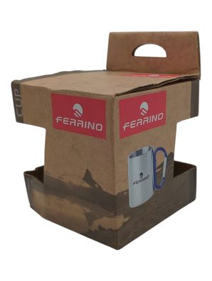 Ferrino Tasse mit Karabinerhaken, grau, Edelstahl, bmessungen: 7 x 8 cm