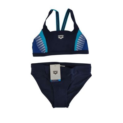 ARENA Damen Threefold Zweiteiliger Badeanzug, Marineblau/Marineblau, 38