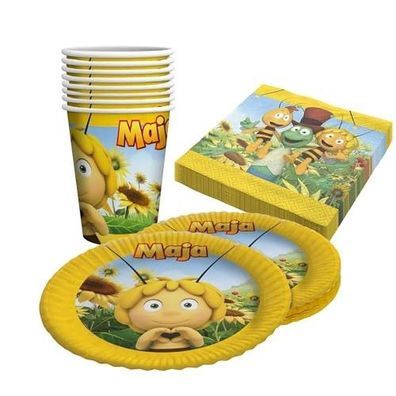 Party Factory Biene Maja 36-teiliges Party Geschirr-Set für Kindergeburtstag