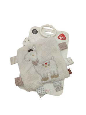 Fehn Knistertuch Lama Babyspielzeug mit Raschelpapier Quietsche Ring