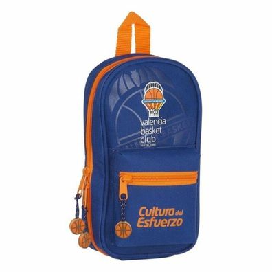 Rucksack mit Federtaschen Valencia Basket Blau Orange (33 Stücke)