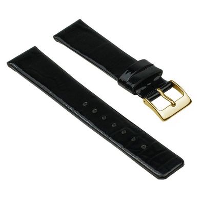 Uhrenarmband Leder schwarz Glänzend (Lack) Minott 25844G