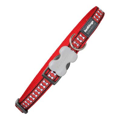 Hundehalsband Red Dingo Reflektierend Knochen Rot (1,2 x 20-32 cm)
