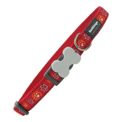 Hundehalsband Red Dingo Style Rot Tierischer Fußabdruck (2 x 31-47 cm)