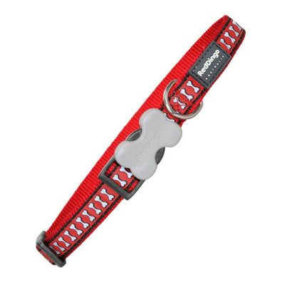 Hundehalsband Red Dingo Reflektierend Knochen Rot (1,5 x 24-36 cm)