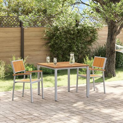vidaXL 3-teiliges Garten-Esszimmer-Set aus massivem Akazienholz und Metall