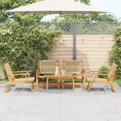 vidaXL 5-teiliges Garten-Set: Beige Akazienholz Stühle und Tisch