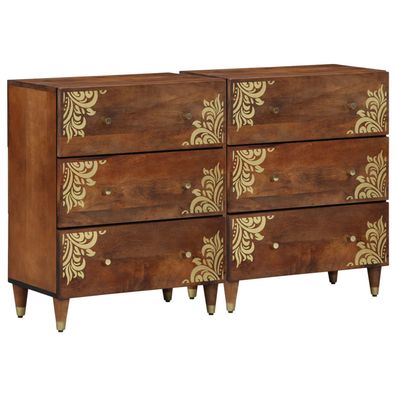 vidaXL Sideboards 2 Stk. Honigbraun 60x33,5x75 cm Raues Mangoholz