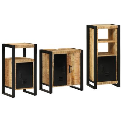 vidaXL Badezimmermöbel Set mit Regal 3 pcs Braun Massives Mango-Holz