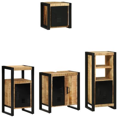 vidaXL Badezimmermöbel Set mit Regal 4 pcs Braun Massives Mango-Holz