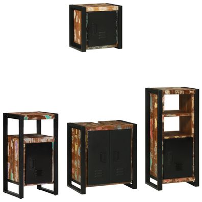 vidaXL Badezimmermöbel Set 4 pcs Mehrfarbig Massives recyceltes Holz