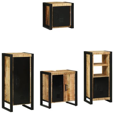 vidaXL Badezimmermöbel Set mit Regal 4 pcs Braun Massives Mango-Holz