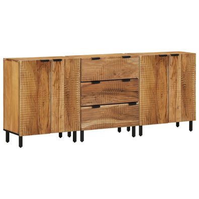 vidaXL 3-teiliges Sideboard Braun 60x33x75 cm aus Massivholz Akazie
