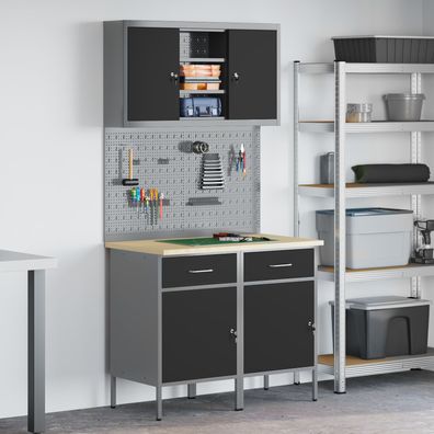 vidaXL 8-teiliges Werkbank-Set Graues Stahl