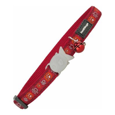 Katzenhalsband Red Dingo Style Rot Tierischer Fußabdruck (1,2 x 20-32 cm)