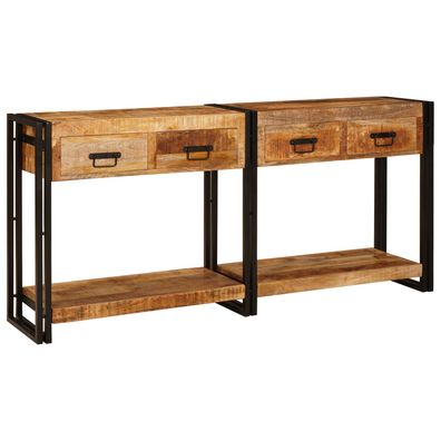 vidaXL Konsolen-Tische 2 pcs Braun 160 x 33 x 75 cm Massivholz Akazie