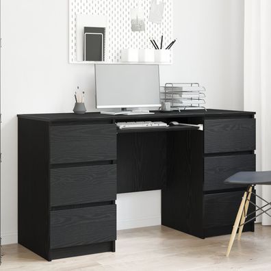 vidaXL Schreibtische 2 Stk. Schwarz Eiche 140x50x76 cm Holzwerkstoff