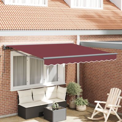 vidaXL Einziehbare Markise Bordeauxrot 300x250 cm Polyester