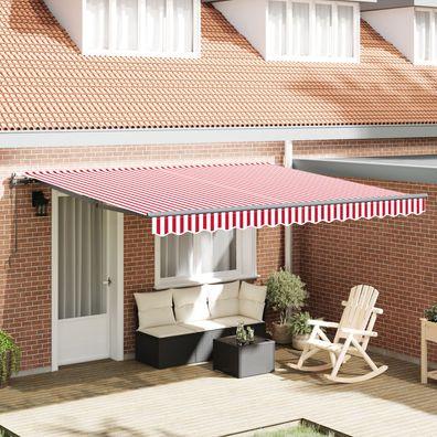 vidaXL Automatische Einziehbare Markise mit Rot-Weißen Streifen 400x300 cm