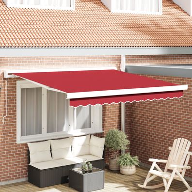 vidaXL Manuelle einziehbare Markise Rot 350x250 cm