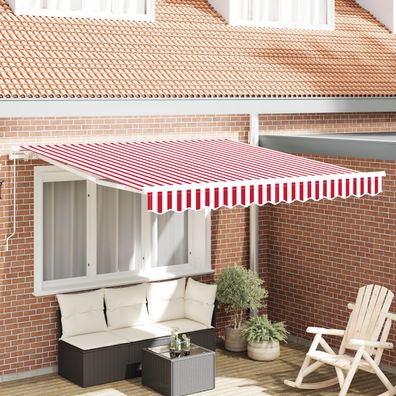 vidaXL manuelle einziehbare Markise rot und weiß gestreift 350x250 cm