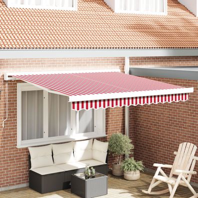 vidaXL Manuelle Einziehbare Markise Rot und Weiß gestreift 350x250 cm