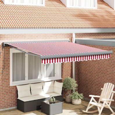 vidaXL Automatische Markise Rot und Weiß Streifen 350 x 250 cm