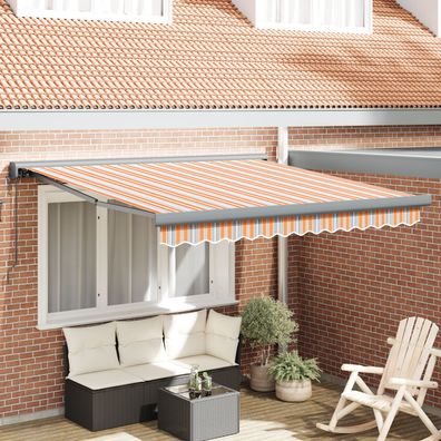 vidaXL Automatische Ausziehbare Markise, Bunt Gestreift, 350 x 250 cm