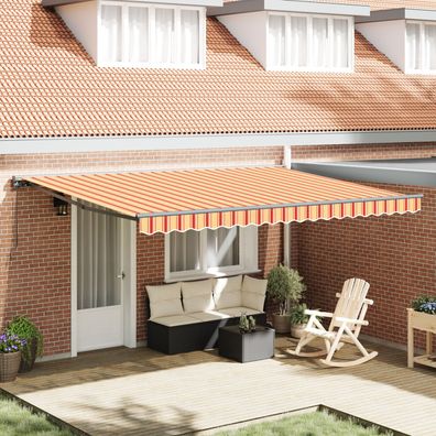 vidaXL Einziehbare Markise Gelb und Orange 450x300 cm Stoff und Metall