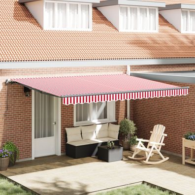vidaXL Handbetriebene Markise Rot und Weiß Gestreift 450x300 cm