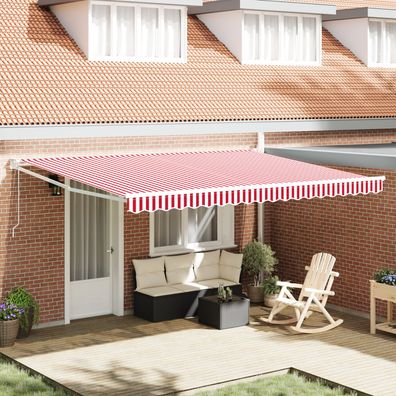 vidaXL automatische einziehbare Markise rot und weiß gestreift 450x300 cm