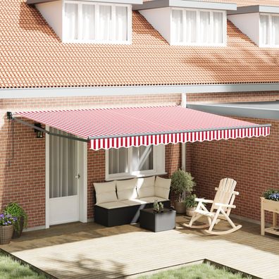 vidaXL Automatische Einziehbare Markise Rot und Weiß Gestreift 450x300 cm