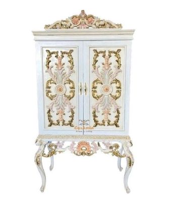 White Wooden Cabinet French Baroque Display Cabinet Handmade Cupboard for Decor